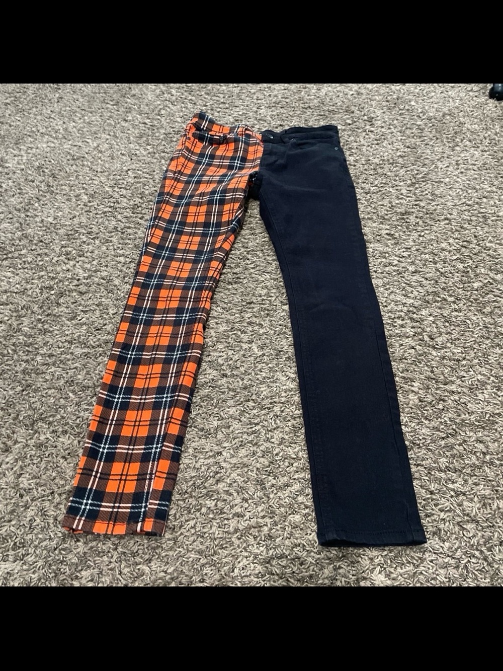 Hot topic dinger split leg jeans orange plaid 30 x 30